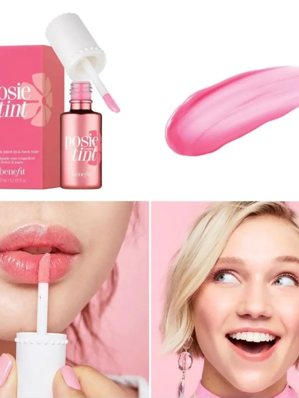 SUPER RARE! BRAND NEW! Benefit Posie Tint Lip & Cheek Stain, Large 0.42oz/12.5ml - Picture 3 of 8